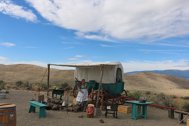 Wagon encampment on the Oregon Trail