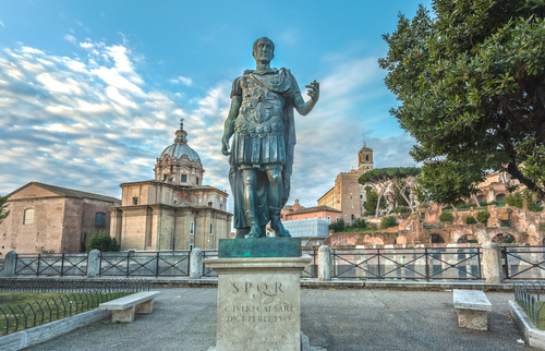 Bronze statue of roman emperor Julius Caesar 