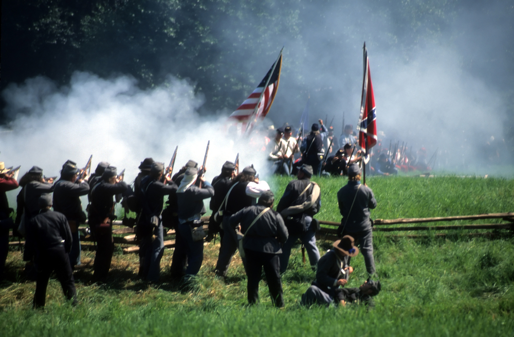 Confederate soldiers advance