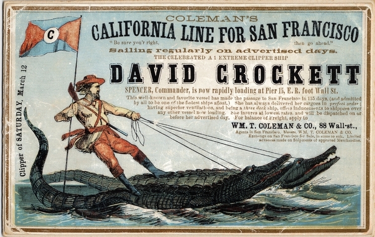 Sailing card for the clipper ship David Crockett
