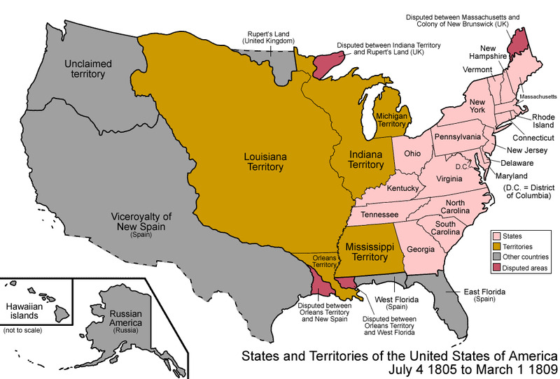 United States Map 1805 to 1809