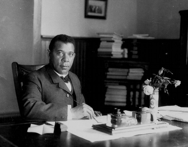 Booker T Washington at his desk