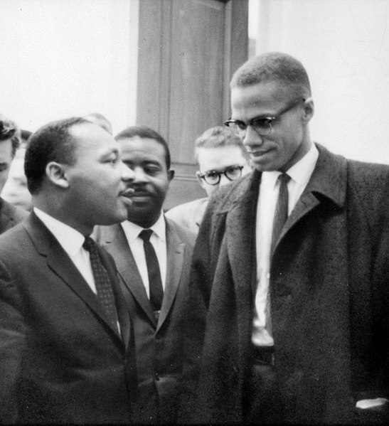 Martin Luther King Jr and Malcolm X meet before a press conference