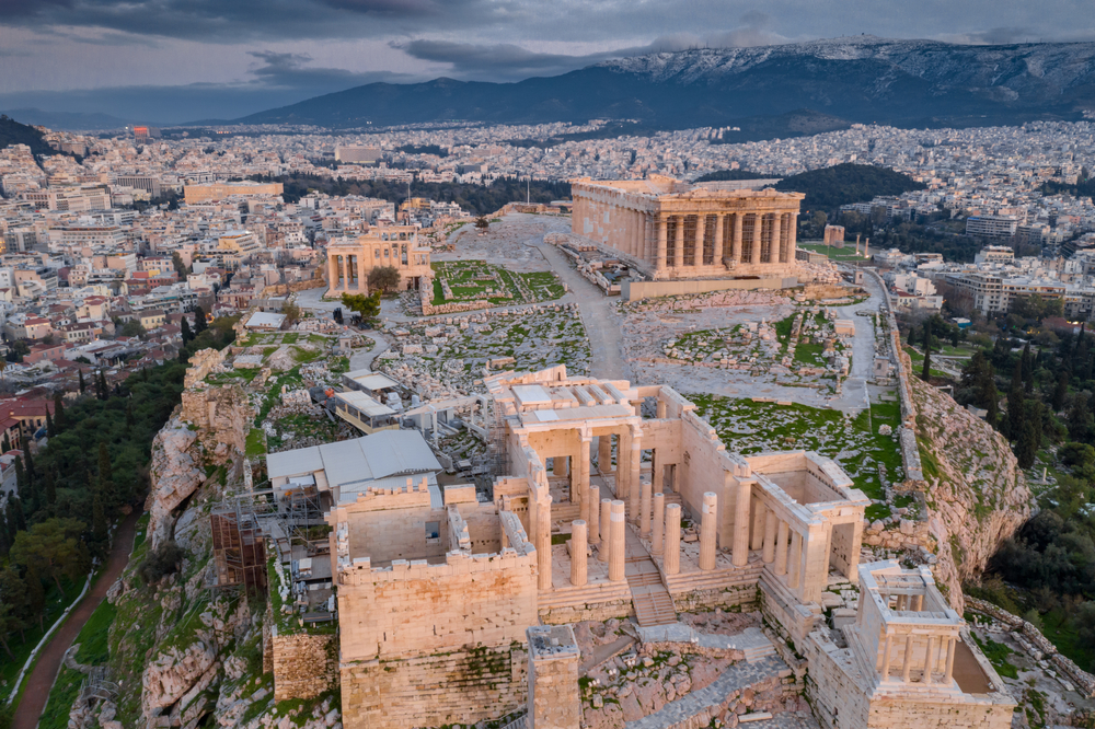 Aerial view of Acropolis of Athens