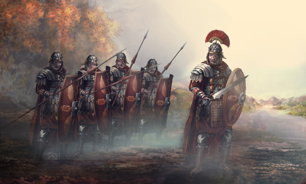 Roman soldiers and their general