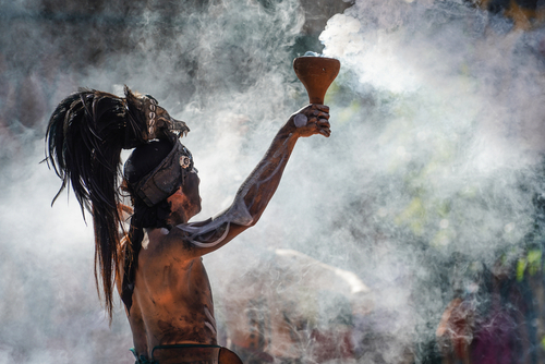 Traditional Mayan smoke ceremony 