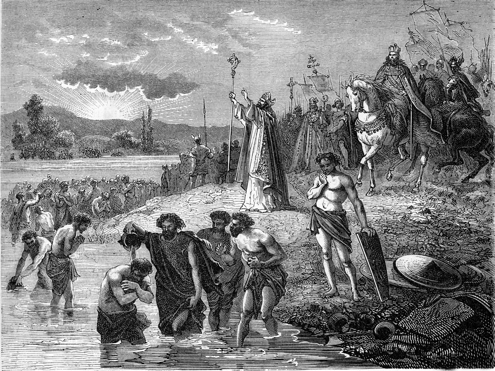 Charlemagne having the Saxons baptized in the Weser