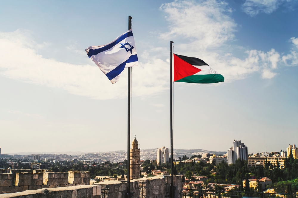 flags of Palestine and Israel