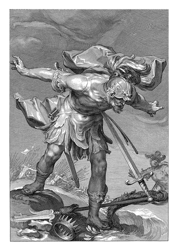 King Saul plunges into his sword