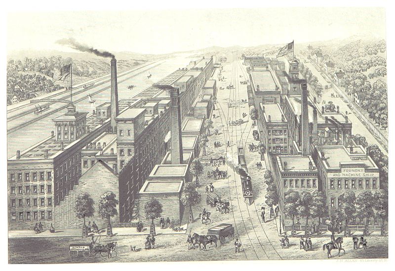 Oswego starch factory in Oswego, New York, 1876