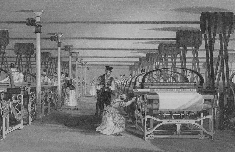 Powerloom weaving in 1835