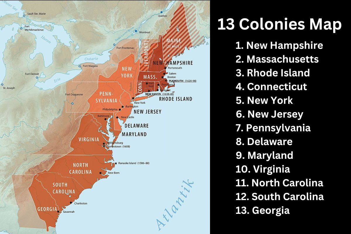 13 Colonies Map